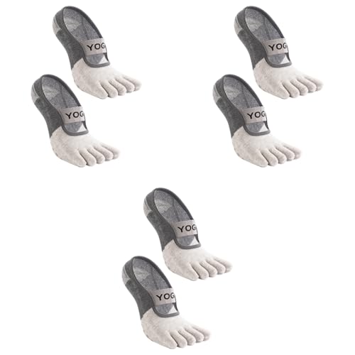 Proberos® Women Classic Cotton 1 Pair Non-Slip Yoga Socks Anti-Skid 5-Toe Grip with Breathable Fabric Elastic Straps Ideal for Pilates Barre Ballet Gym Home Workouts Grey 3PCS Proberos® Women Classic Cotton 1 Pair Non-Slip Yoga Socks Anti-Skid 5-Toe Grip with Breathable Fabric Elastic Straps Ideal for Pilates Barre Ballet Gym Home Workouts Grey 3PCS